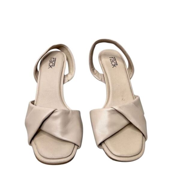 Nordstrom Rack Sandals Size 5.5 Tan Crisscross Ope Toe Slingback Heels‎ - Picture 5 of 9